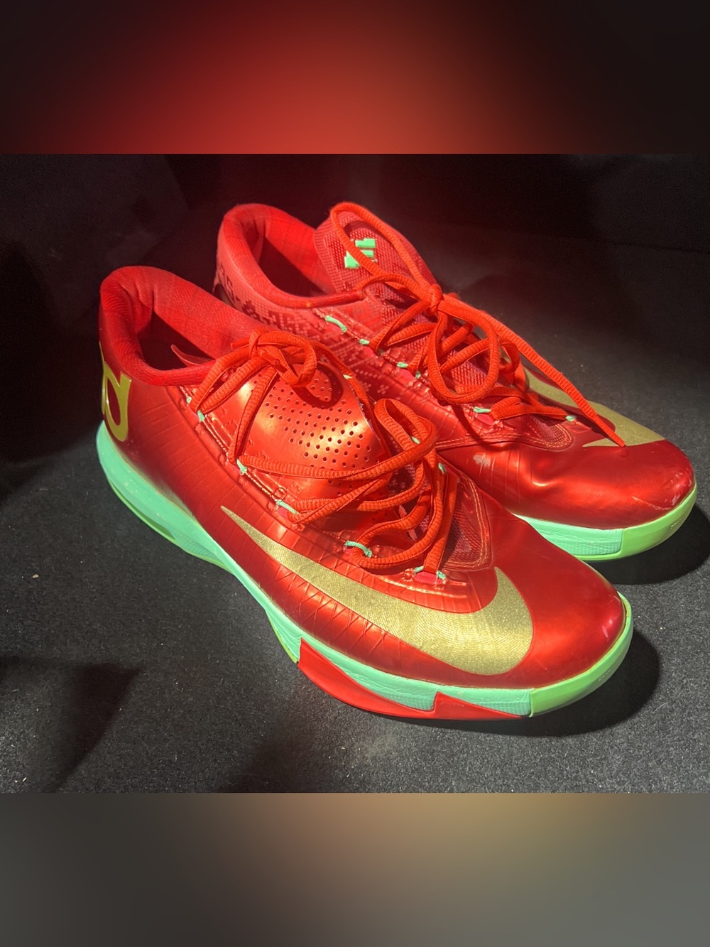 Nike Men's KD VI 6 Red Sneaker Kevin Durant Christmas Edition Size 12